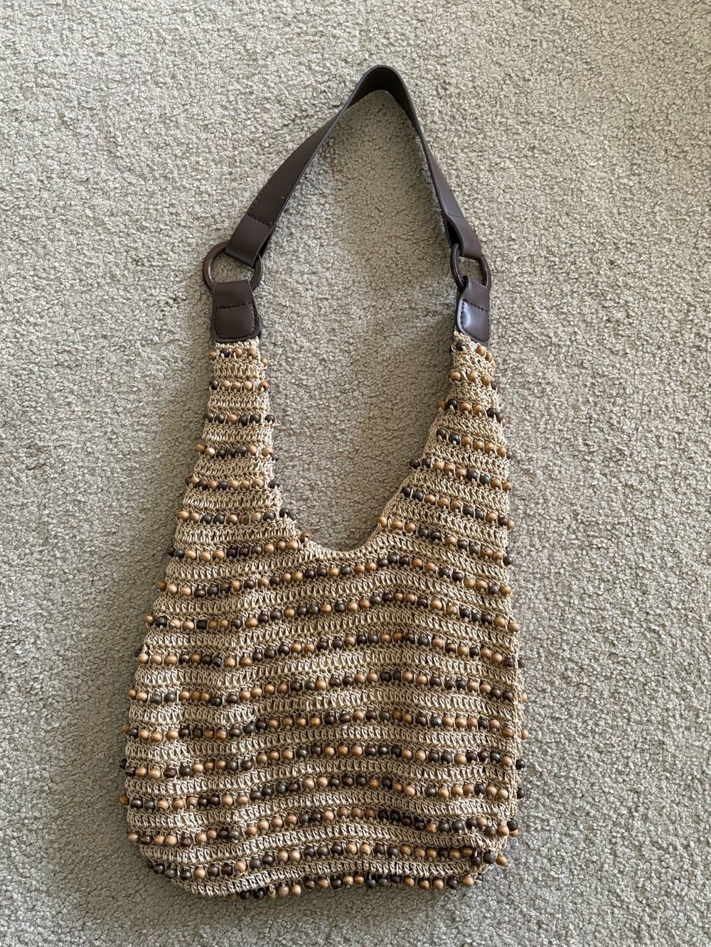 Boho Beaded Crochet Beach Bag